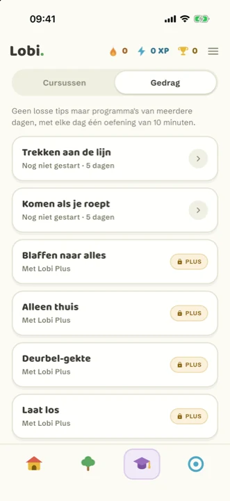 Cursussen in de app
