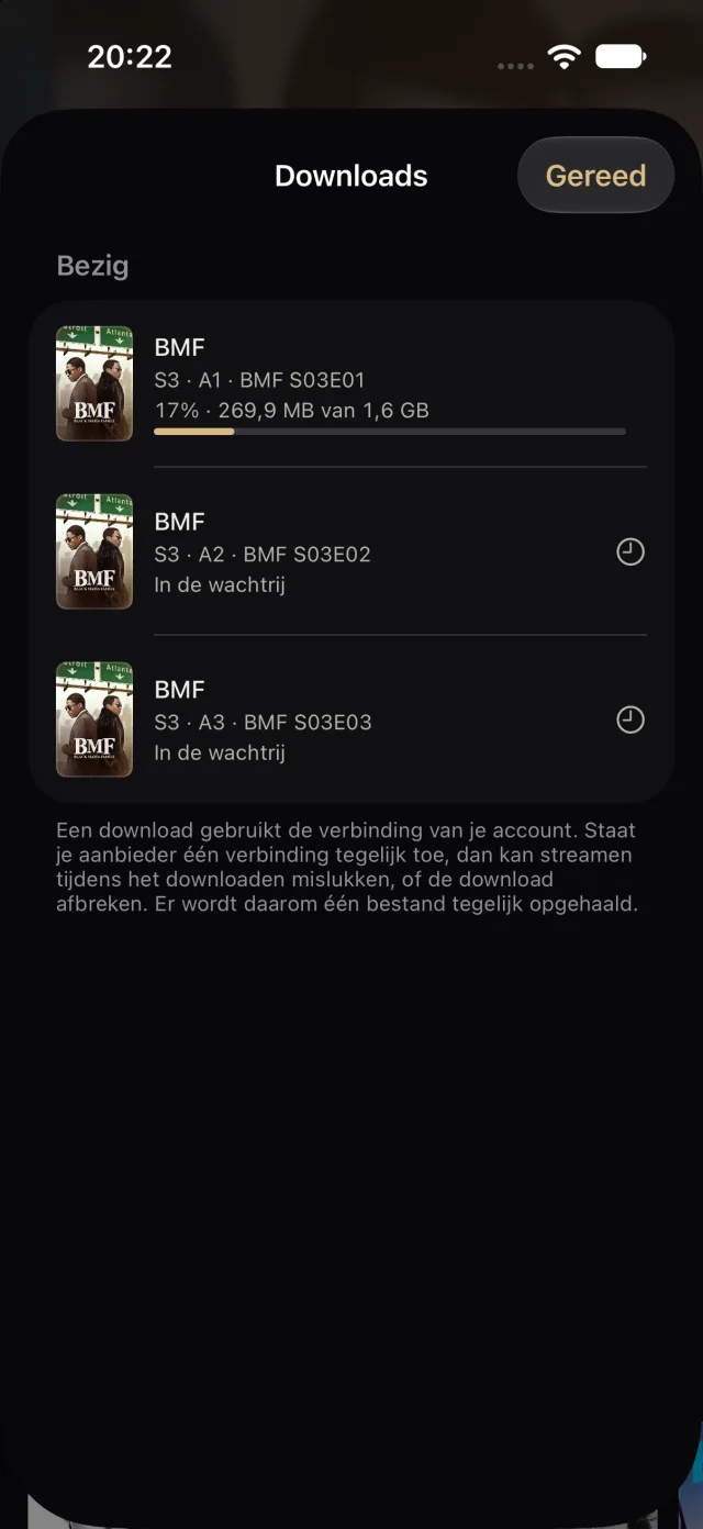 skiptv op iPhone: Downloads met een aflevering die binnenkomt