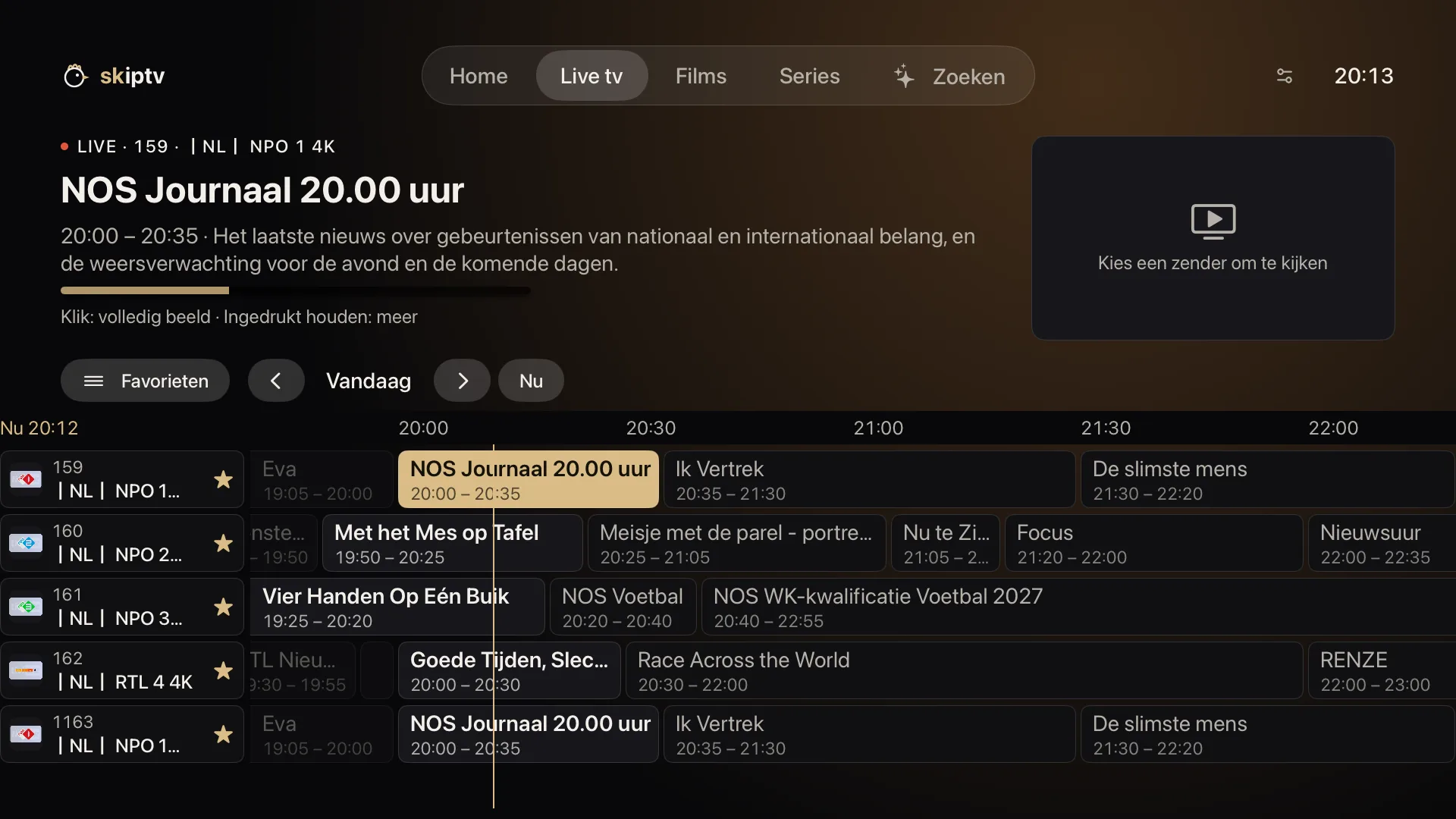 skiptv op Apple TV: de tv-gids met favoriete zenders
