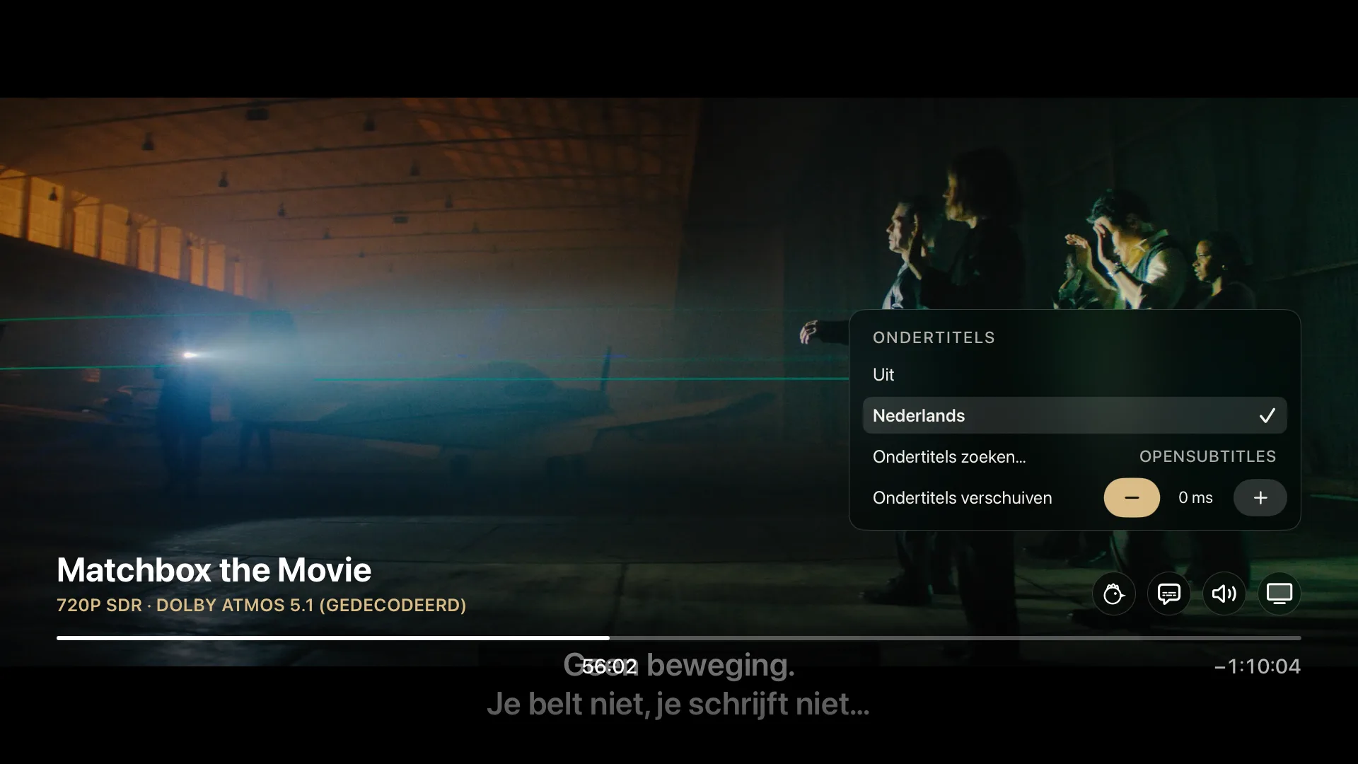 skiptv op Apple TV: ondertitels kiezen, zoeken en verschuiven in de speler